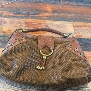 Brown Woven Handbag